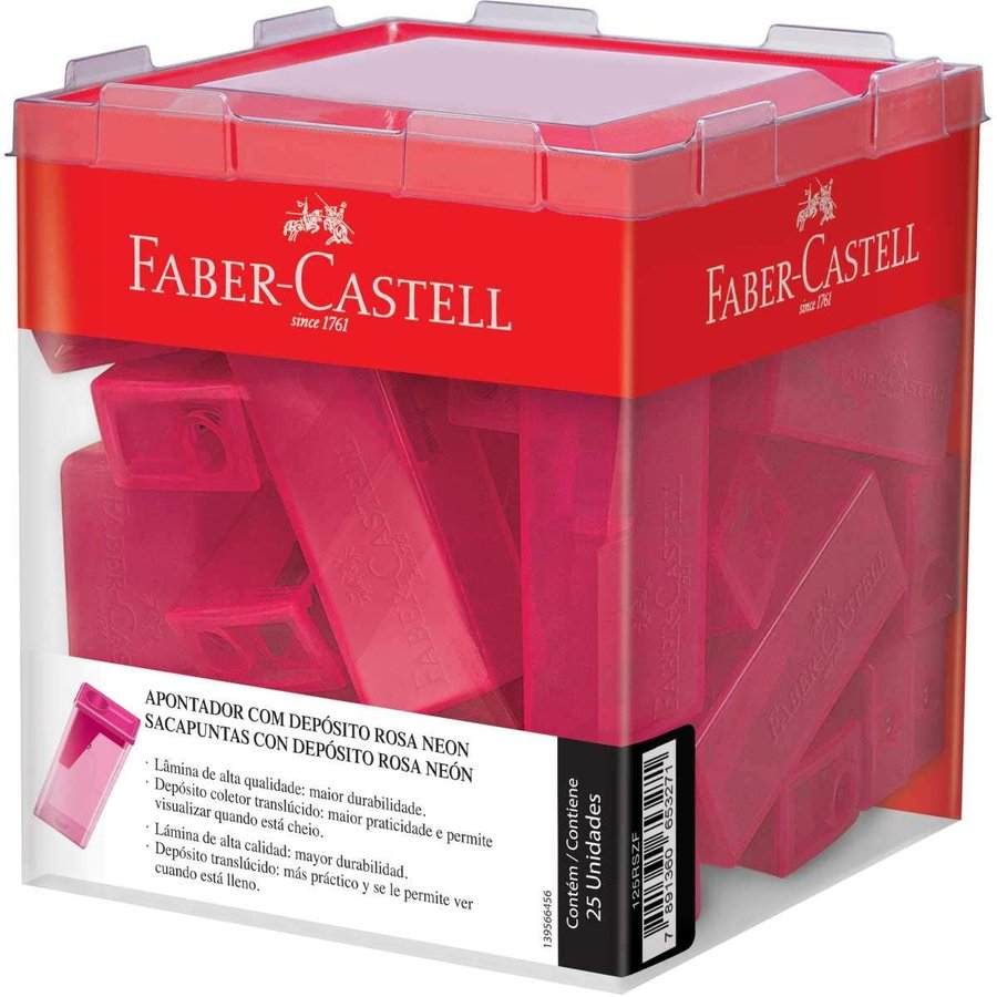 Apontador c.dep.retangul.rosa Faber castell
