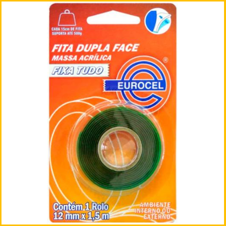 Fita dupla face acrilica 12mmX1,50mt Eurocel