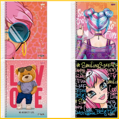 Caderno espir.1-4 200f.CD it girl Jandaia
