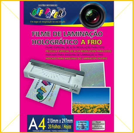 Filme de laminação olografico a frio A4 20f. Offpaper