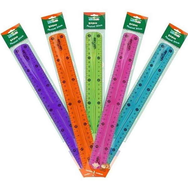 Regua plast.blister 30cm flexivel Leonora