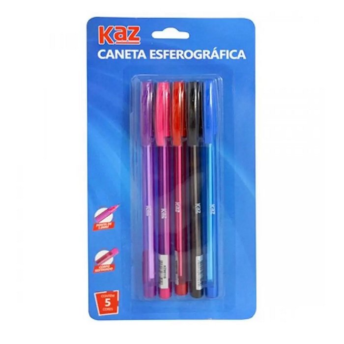 Caneta esferografica cores 5und KZ98118 KAZ