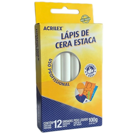 Lápis de cera estaca branco 12und Acrilex