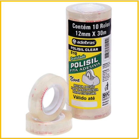 Fita adesiva transparent 12mmX30mt Adelbras