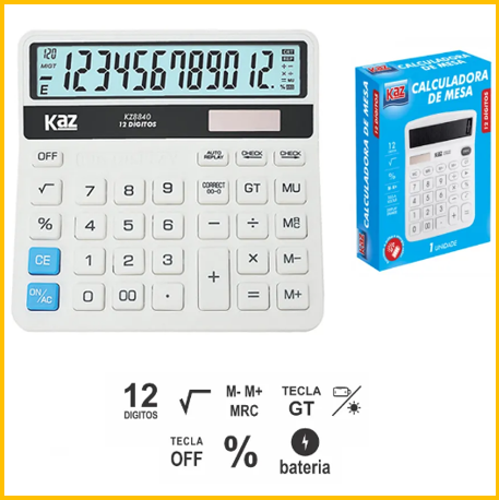 Calculadora eletr.mesa KZ8840 12dig.KAZ