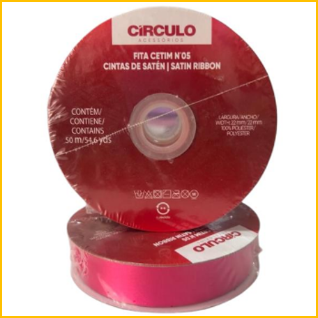 Fita cetim 22mm framboesa Círculo Rolo