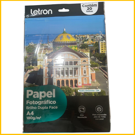 Papel foto A4 brilho Dupla F. 180gm2 20f.Leonora
