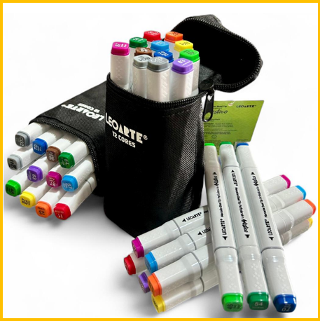 Marcador dual tip profissional 12cores Leonora